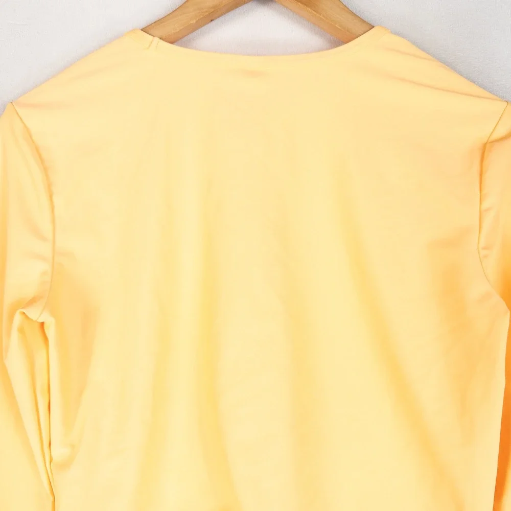 Old Navy Rash Guard Girl XXL 18 Yellow Orange Long Sleeve Front Tie Cropped Swim